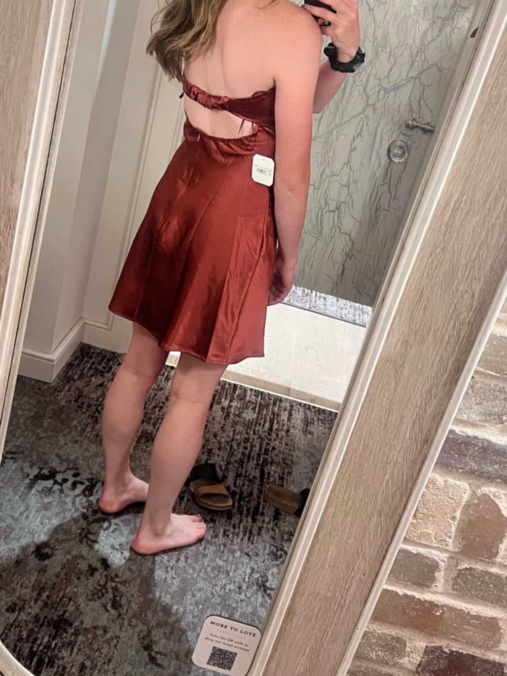 Satin Rust Backless Mini Dress